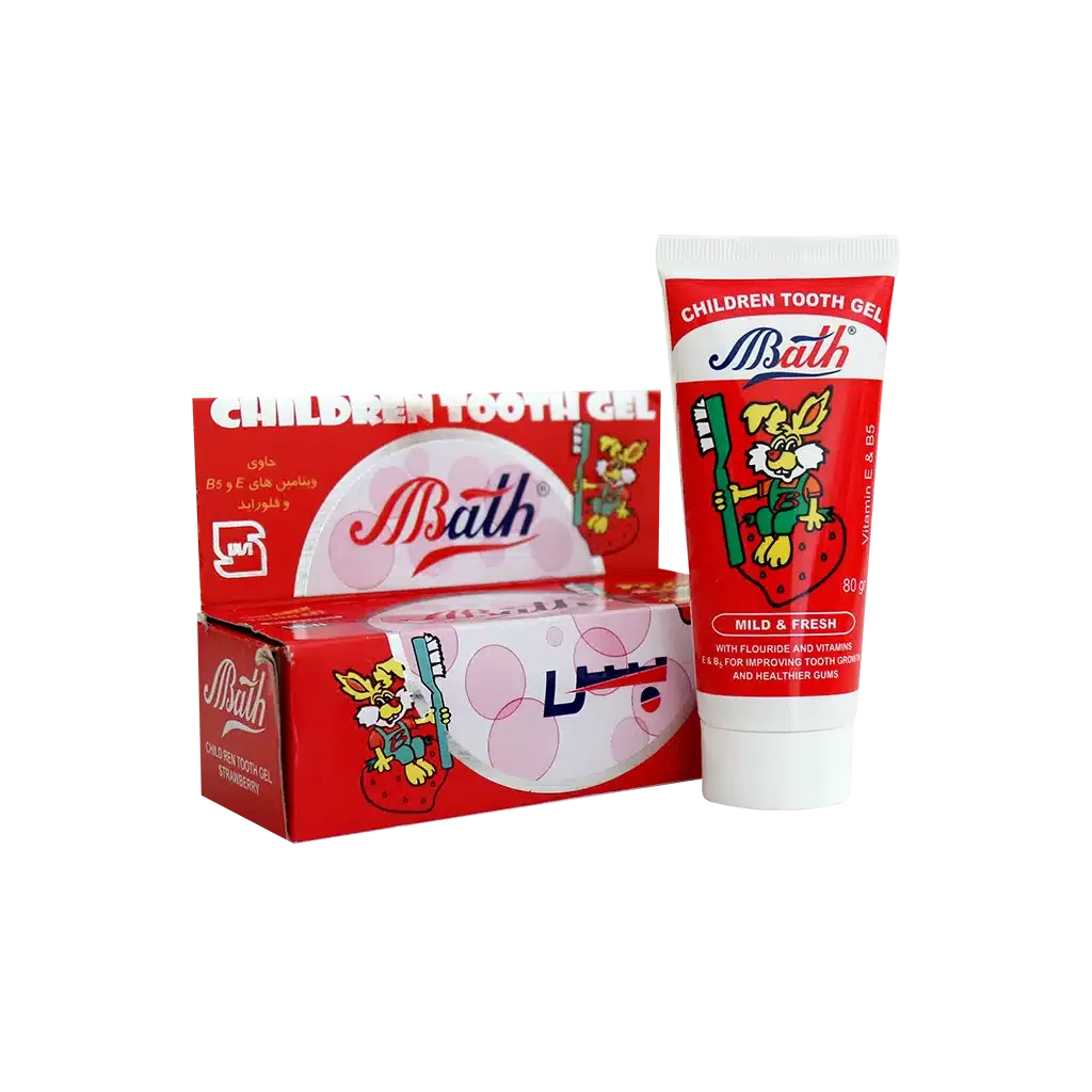 خمیر دندان ژله ای کودک بس طعم توت فرنگی ۸۰ گرم برای رشد دندان های دائمی