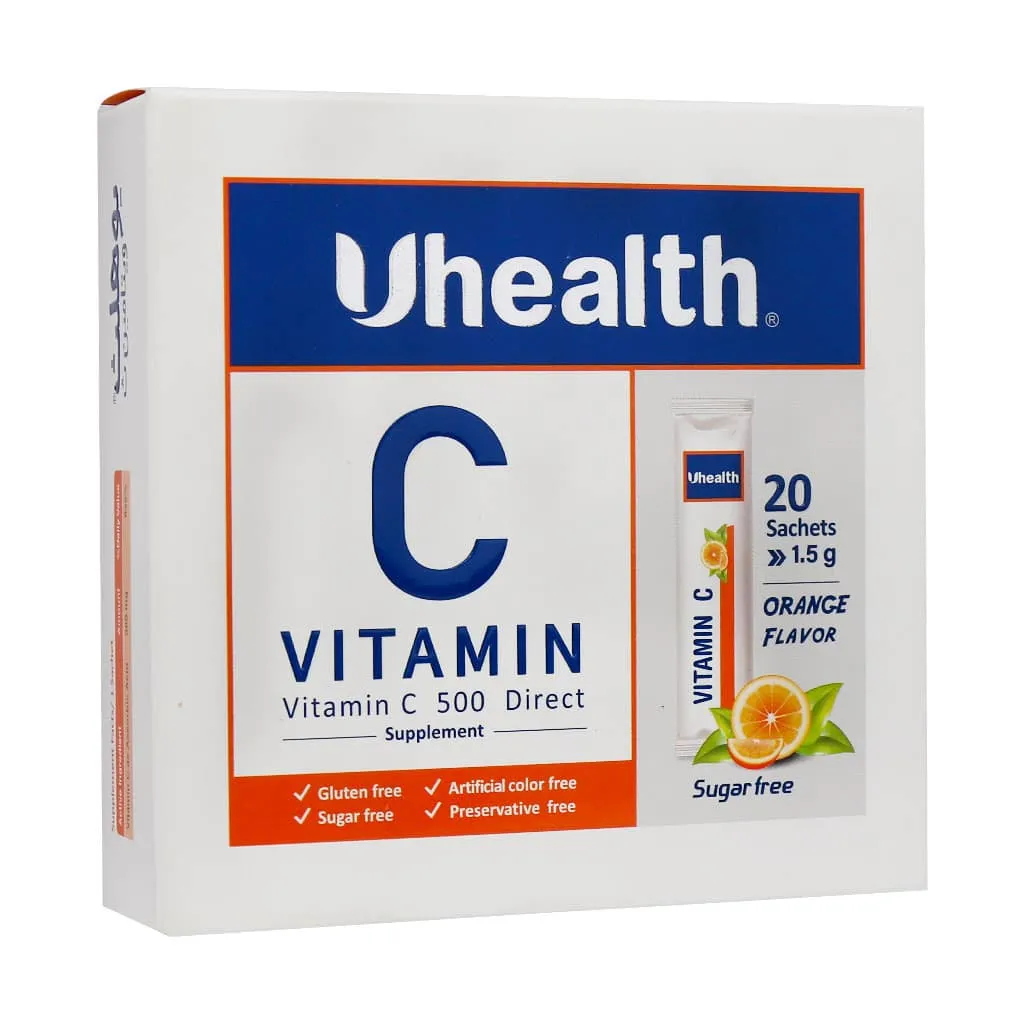 ساشه ویتامین C 500 میلی گرم یوهلث فاقد شکر تقویت سیستم ایمنی