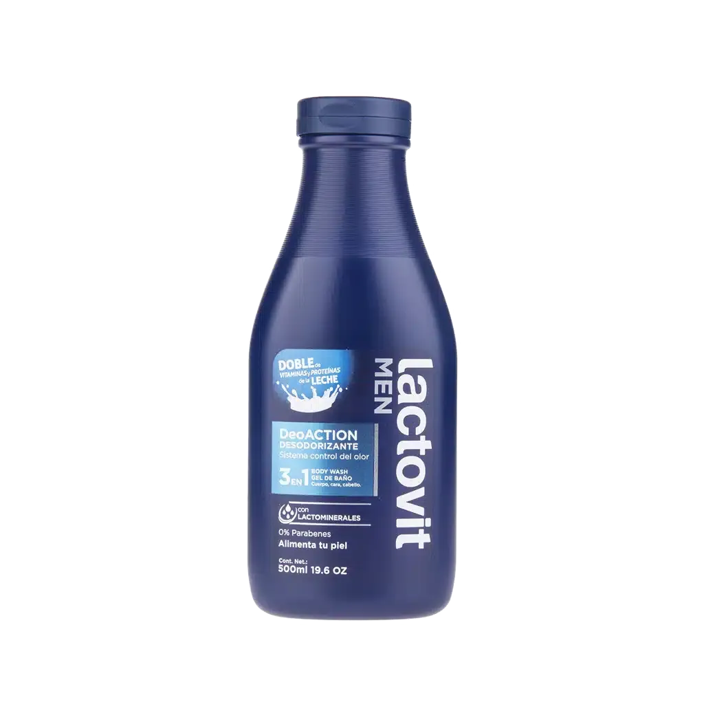 شامپو ۳ در ۱ سر و بدن آقایان لاکتویت مدل Deoaction 500 میلی لیتر آبرسان و ضد تعریق