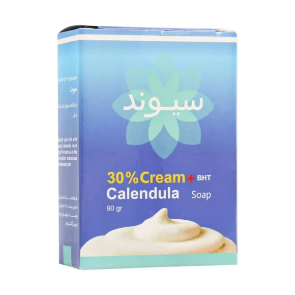 صابون کرم دار ۳۰ درصد سیوند حاوی کالاندولا ۹۰ گرم مرطوب کننده و ضد چروک