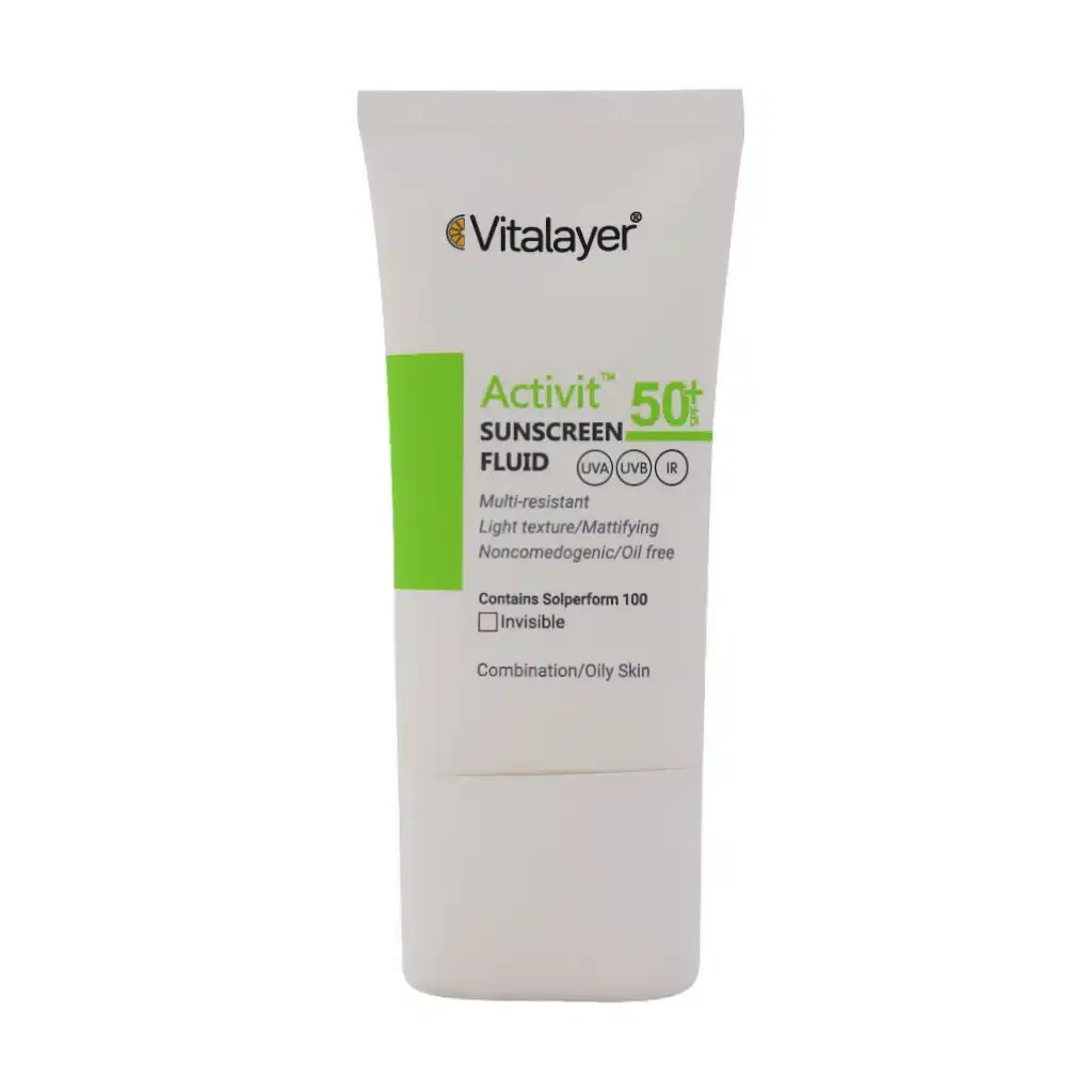 فلوئید ضد آفتاب SPF50 پوست چرب ویتالیر کنترل جوش و چربی