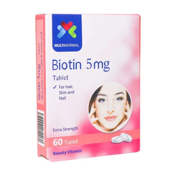 قرص بیوتین 5 میلی گرم مولتی نرمال 60 عدد تامین سلامت پوست مو ناخن