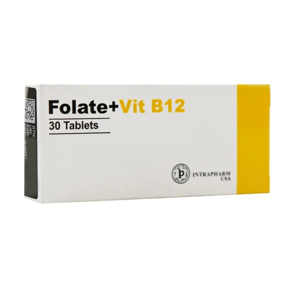 قرص فولات و ویتامین B12 اینترافارم 30 عدد تامین اسید فولیک و ویتامین B12