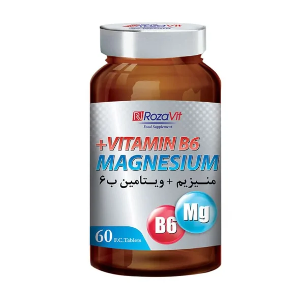قرص منیزیم و ویتامین ب 6 رزاویت 60 عدد کاهش علائم کمبود منیزیم