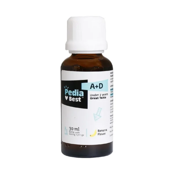 قطره ویتامین آ+د پدیابست طعم موز 30 میلی لیتر تقویت بینایی و سلامت استخوان