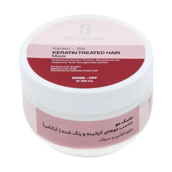 ماسک مو کراتینه و رنگ شده داخل حمام بیزانس 300 میلی لیتر ترمیم و تقویت موهای آسیب دیده