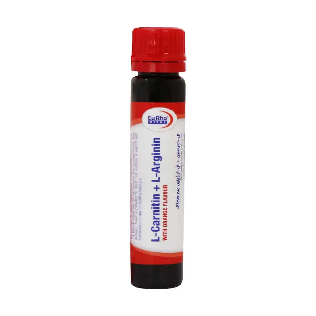 ویال ال کارنیتین و ال آرژنین یورویتال 6 عدد افزایش انرژی و چربی سوزی