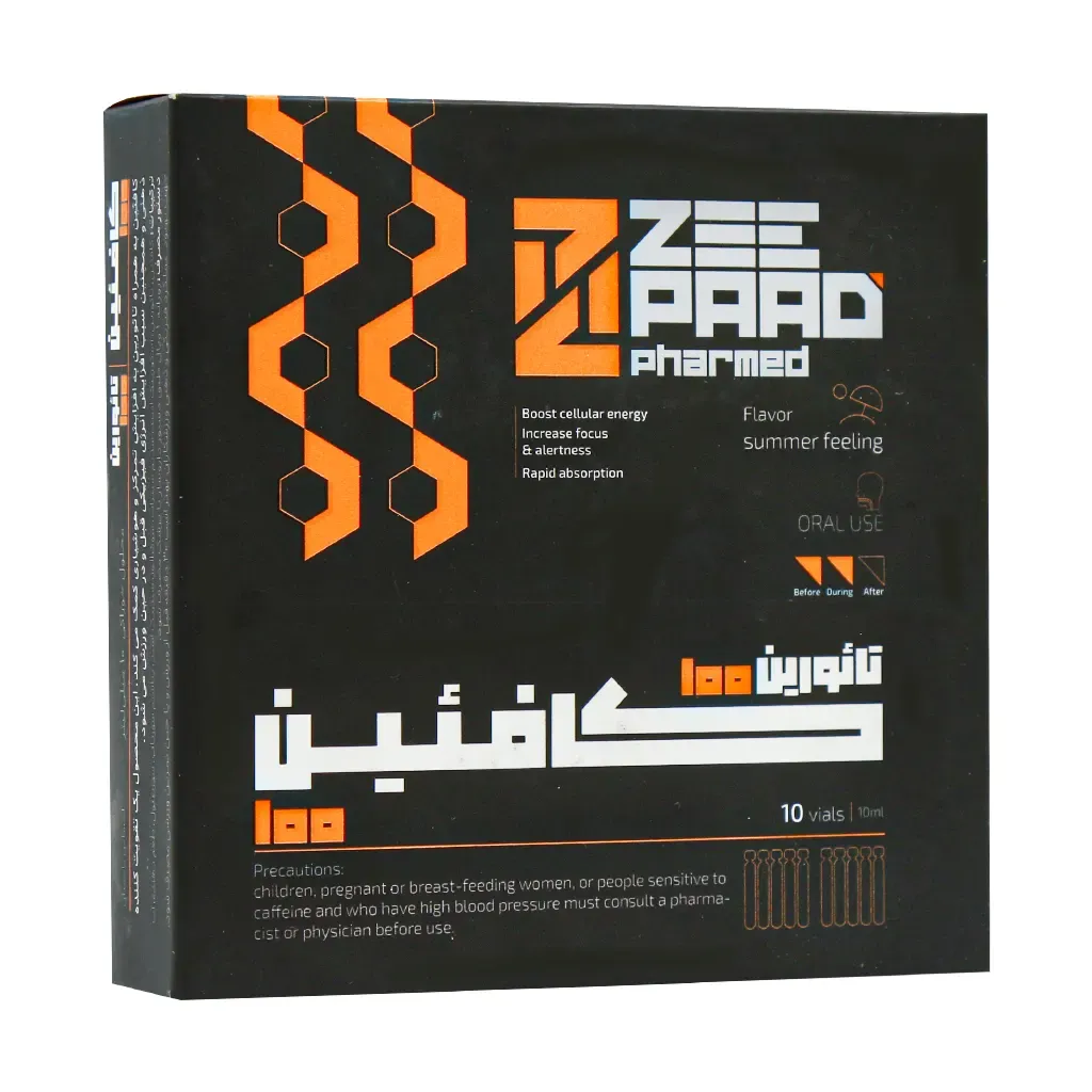 ویال خوراکی کافئین تائورین 100 میلی گرم زی پاد افزایش انرژی و تمرکز