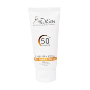 کرم ضد آفتاب بی رنگ spf50 مدیسان برای پوست معمولی و چرب
