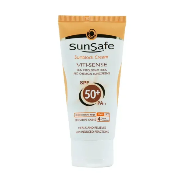 کرم ضد آفتاب رنگی سان سیف +SPF50 فاقد جاذب های شیمیایی مناسب پوست حساس