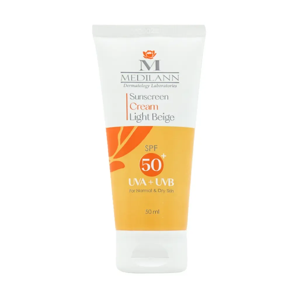 کرم ضد آفتاب رنگی SPF50 مدیلن مناسب پوست های معمولی و خشک ۵۰ میلی لیتر
