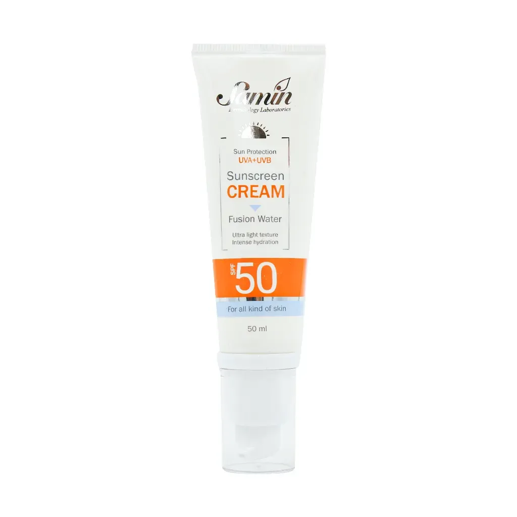 کرم ضد آفتاب فیوژن واتر انواع پوست SPF50 ثمین 50 میلی لیتر