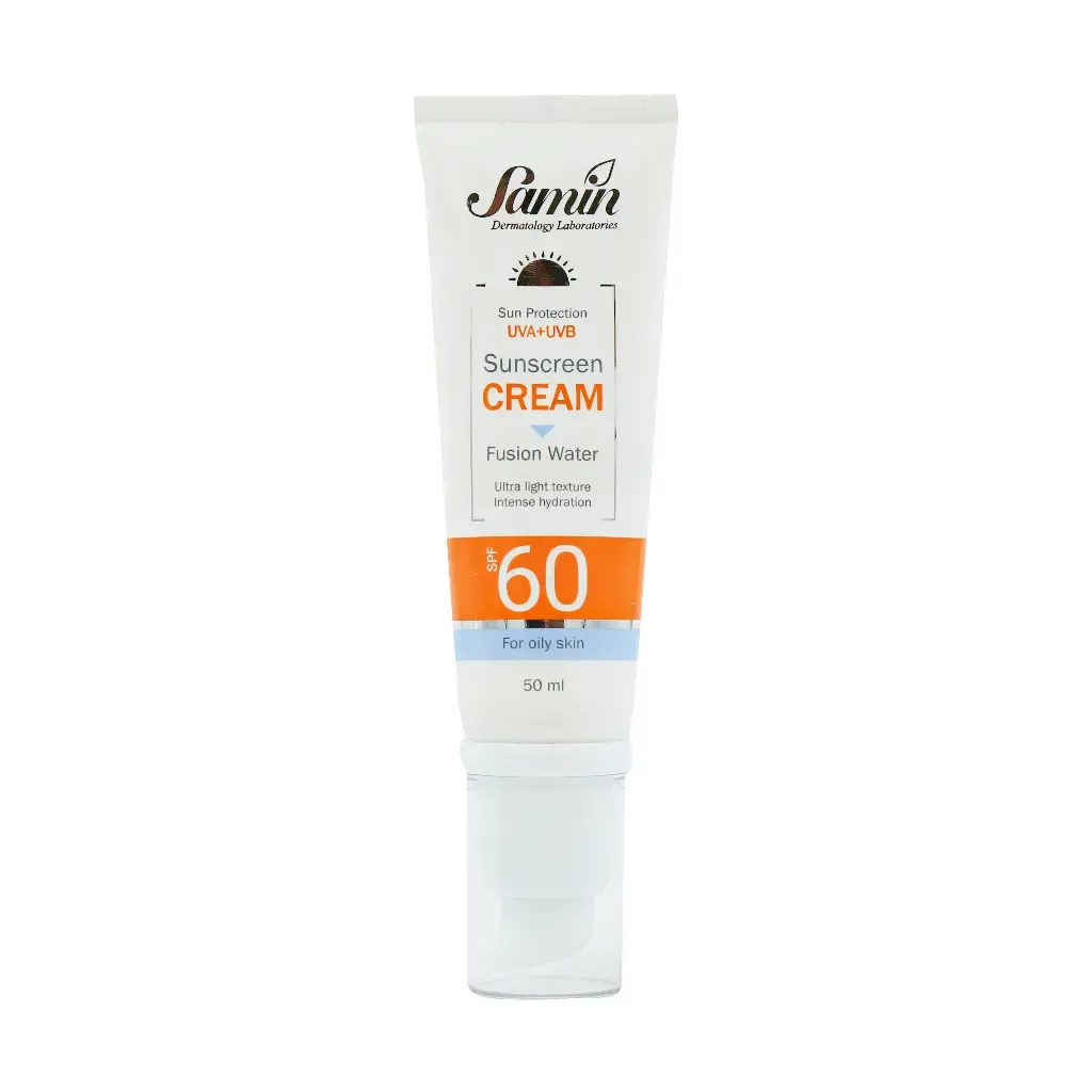 کرم ضد آفتاب فیوژن واتر پوست چرب SPF60 ثمین 50 میلی لیتر محافظت از پوست در برابر اشعه UV