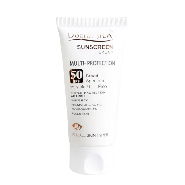 کرم ضد آفتاب مولتی پروتکشن دکتر ژیلا SPF50 فاقد چربی برای محافظت از پوست