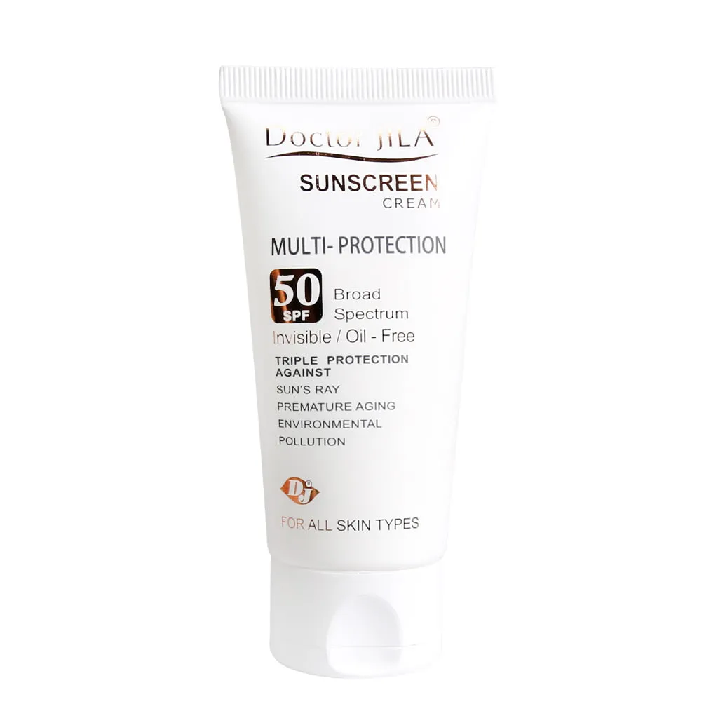 کرم ضد آفتاب مولتی پروتکشن دکتر ژیلا SPF50 فاقد چربی برای محافظت از پوست