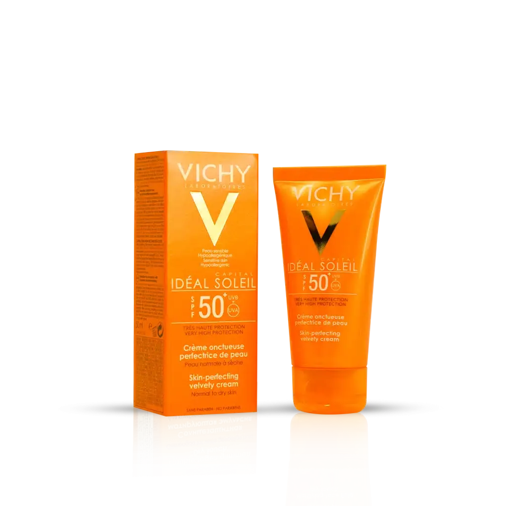 کرم ضد آفتاب ویشی مدل velvety +SPF50 مناسب پوست های معمولی و خشک