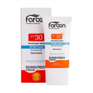 کرم ضد آفتاب SPF30 پوست حساس فاربن 50 میلی لیتر محافظت از پوست در برابر اشعه های مضر