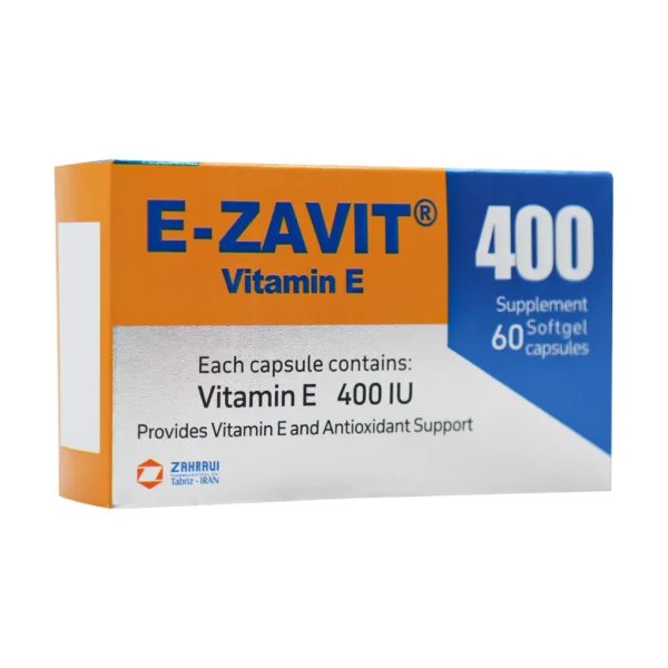 کپسول ای زاویت 400 واحد زهراوی ویتامین E آنتی اکسیدان طبیعی