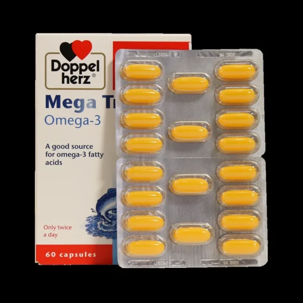 کپسول مگا تریو امگا 3 داپل هرز 60 عدد برای سلامت قلب و عروق