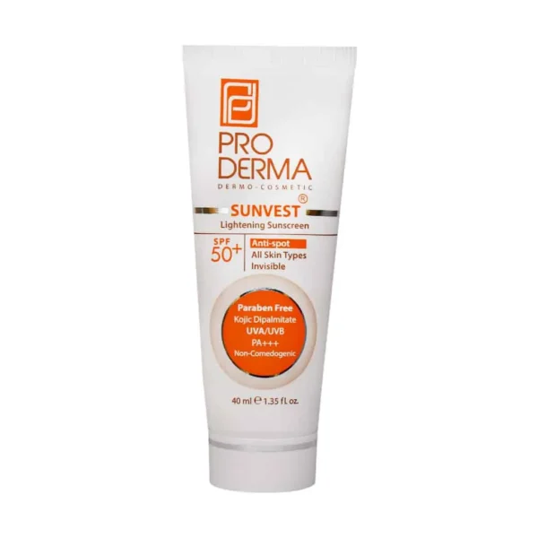 کرم ضد آفتاب و روشن کننده لک های پوست +SPF50 پرودرما 40 میلی لیتر