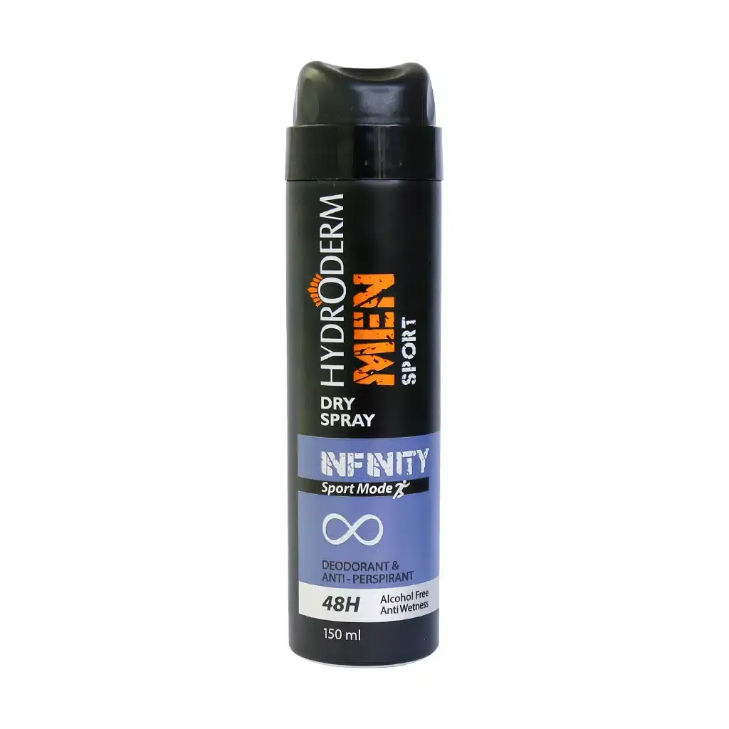 اسپری دئودورانت و آنتی پرسپیرانت مردانه هیدرودرم مدل Infinity 150 میلی لیتر جلوگیری از تعریق و بوی بد