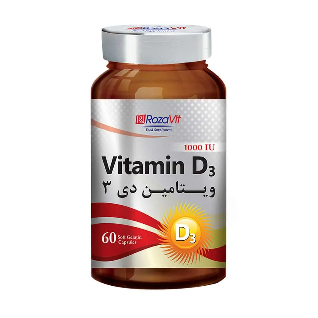 سافت ژل ویتامین D3 1000 واحد رزاویت 60 عدد بهبود جذب کلسیم و سلامت سیستم ایمنی