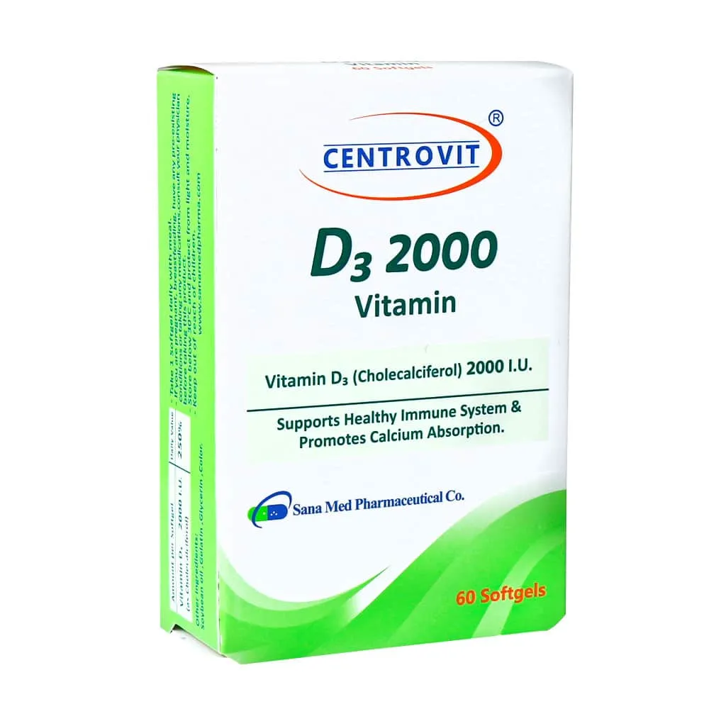 سافت ژل ویتامین D3 2000 سنتروویت کمک به سلامت سیستم ایمنی