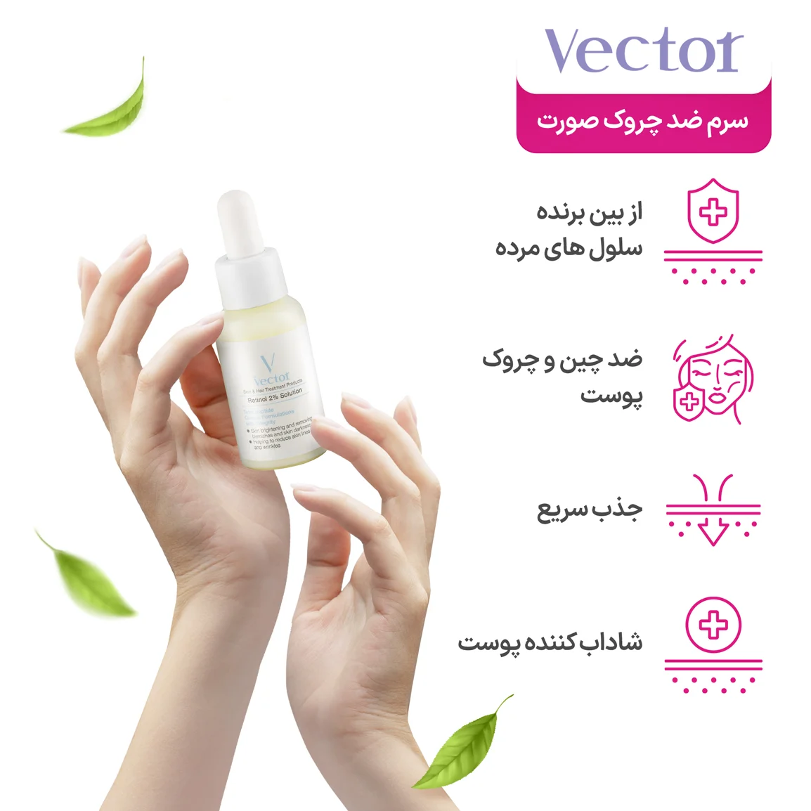 سرم ضد چروک مدل رتینول 2% وکتور بهبود کیفیت بافت پوست