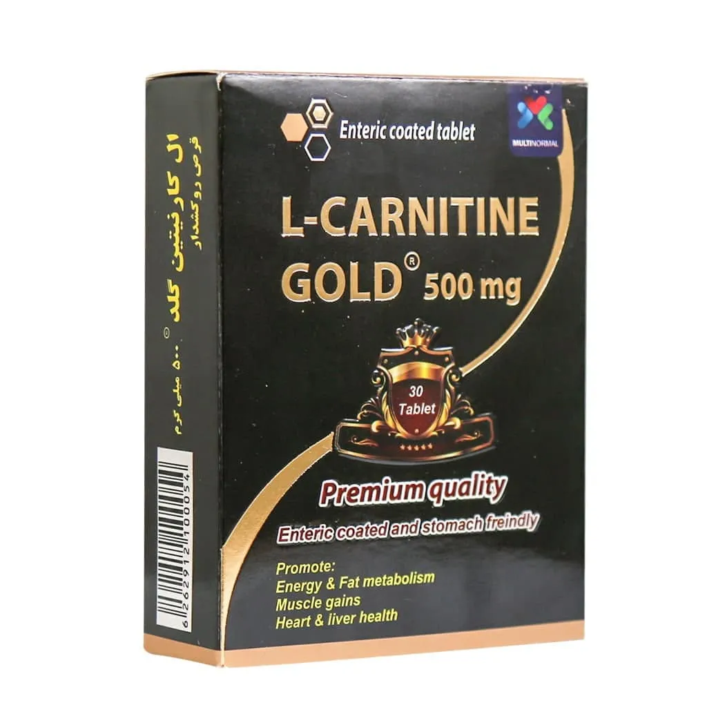 قرص ال کارنیتین گلد 500 میلی گرمی مولتی نرمال چربی سوزی و افزایش انرژی