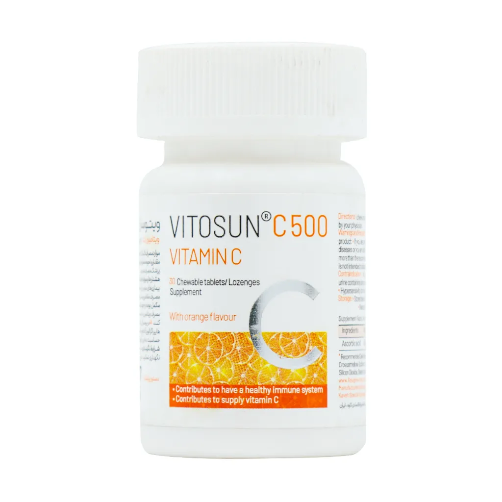قرص جویدنی ویتوسان C 500 روژین 30 عدد تقویت سیستم ایمنی و سلامت عمومی