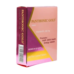قرص روکشدار پانتونیک گلد شهاب درمان 30 عدد تامین انرژی و سلامت پوست مو و ناخن
