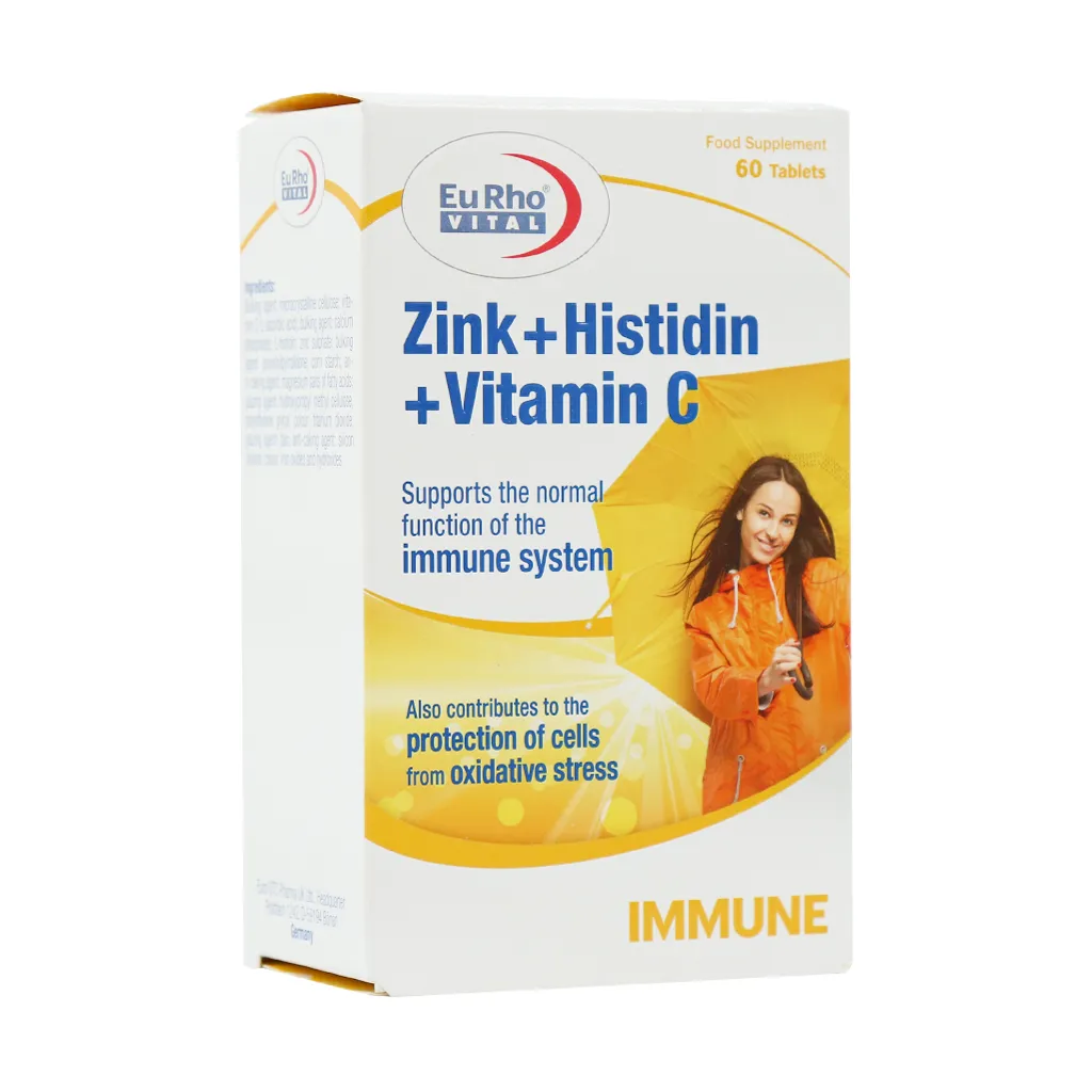 قرص زینک هیستیدین و ویتامین C یوروویتال 60 عدد تقویت سیستم ایمنی