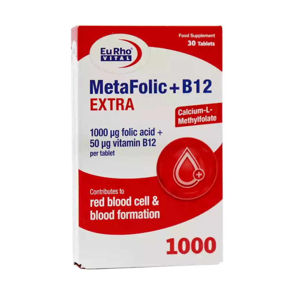 قرص متافولیک پلاس B12 اکسترا یوروویتال 30 عدد کمک به خون‌سازی و کاهش خستگی