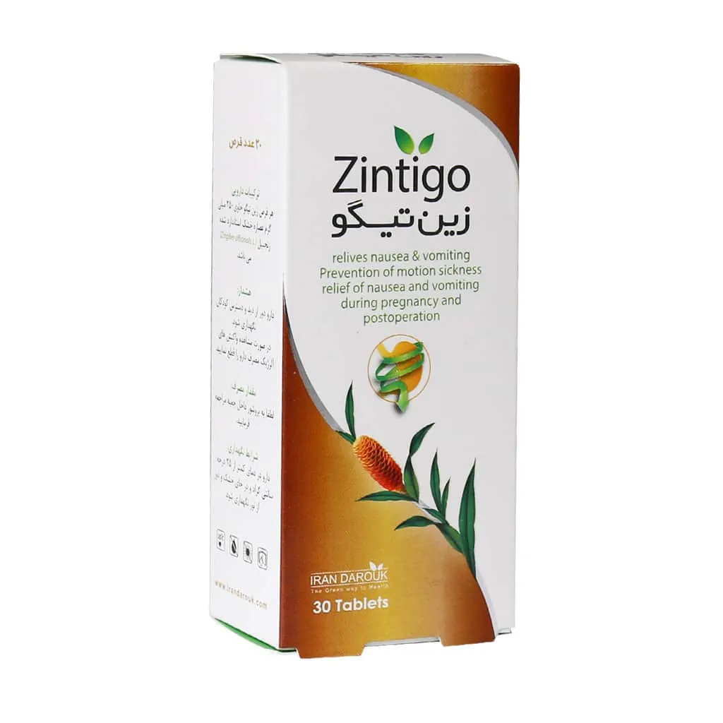 قرص گیاهی زین تیگو ایران داروک 30 عدد ضد تهوع و استفراغ