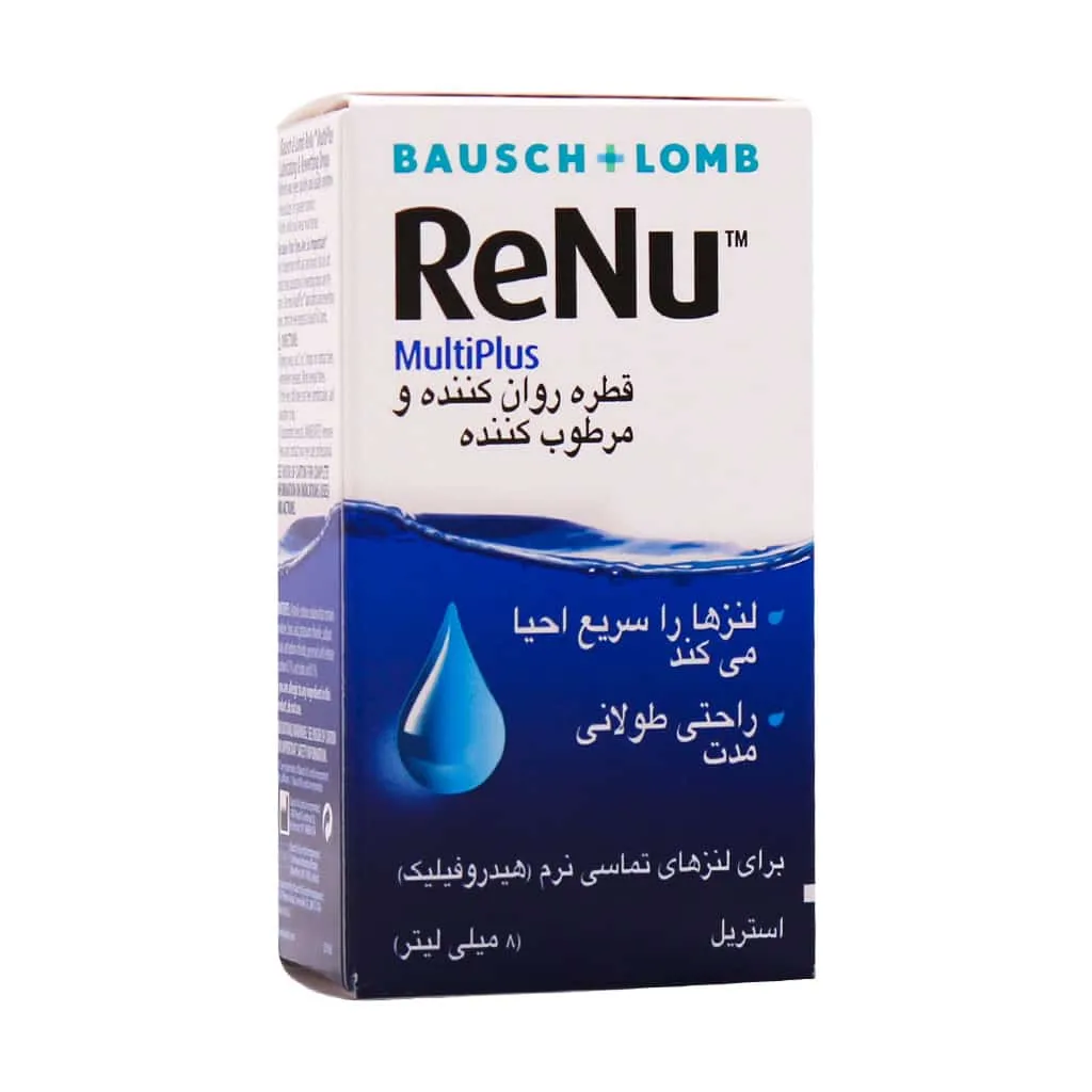 قطره مرطوب کننده رنیو مولتی پلاس بوش اند لومب 8 میلی لیتر برای راحتی چشم در هنگام استفاده از لنز