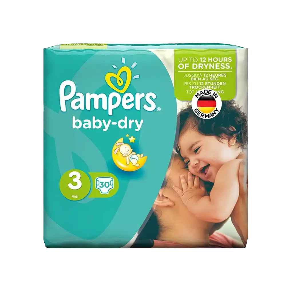 پوشک سایز ۳ پمپرز مدل baby dry برای کودکان ۵ تا ۹ کیلوگرم