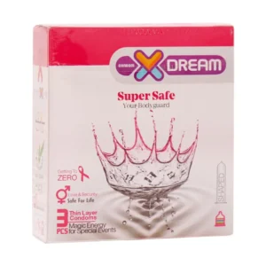 کاندوم بسیار ایمن ایکس دریم مدل Super Safe 3 عددی حاوی ماده اسپرم کش و روان کننده
