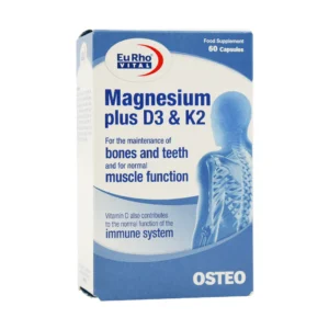کپسول منیزیم پلاس D3 و K2 یوروویتال 60 عدد تقویت کننده استخوان و عضله