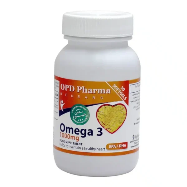 کپسول ژلاتینی امگا 3 بدون جیوه او پی دی فارما 1000 میلی گرم کاهش فشار خون و تری گلیسرید