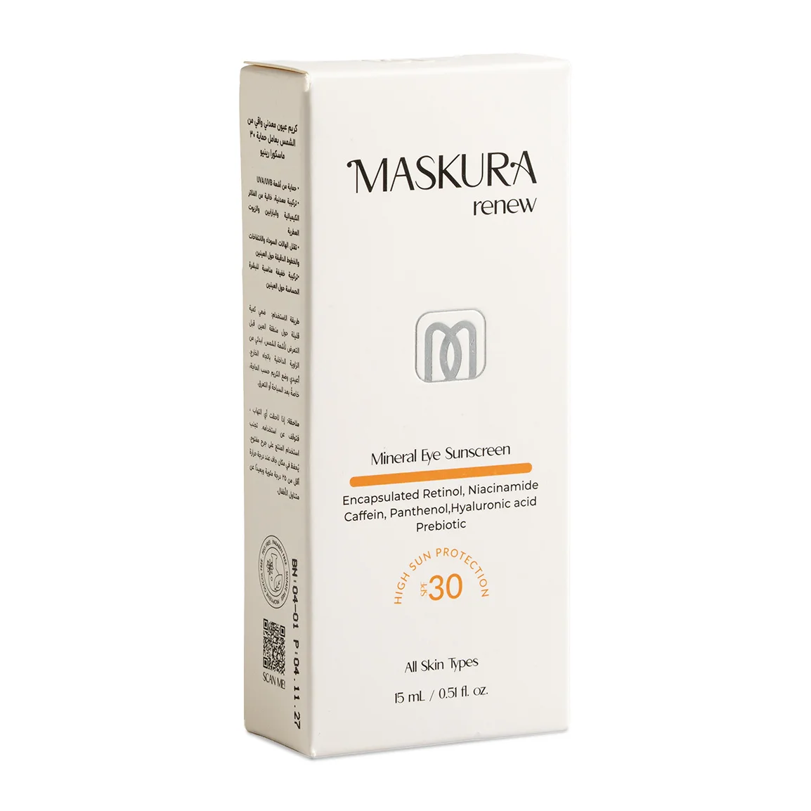 کرم ضد آفتاب مینرال دورچشم SPF 30 ماسکورا