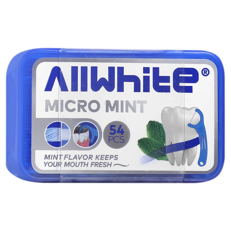 نخ دندان کمانی آل وایت مدل Micro Mint جعبه‌دار 54 عددی