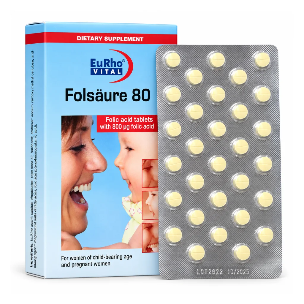 فولیک اسید 800 میکروگرم یوروویتال 60 عددی