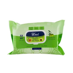 دستمال مرطوب پاک کننده و ضد عفونی کننده دست مدل Antibacterial یونی لد حاوی روغن زیتون بسته 72 عددی